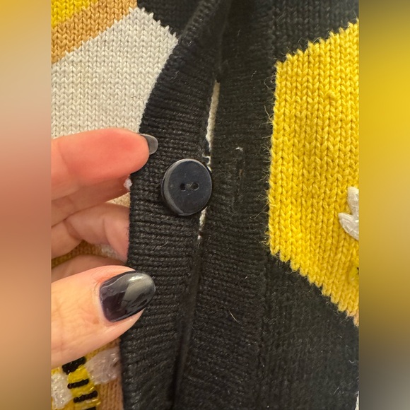 RARE Storybook Knits Bumble Bee Themed Cardigan Sweater Button Beaded Medium - Picture 4 of 8